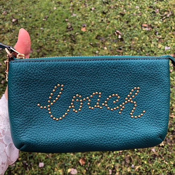 ❌SOLD❌ 🔥Large Wristlet with Coach Studded Script - Picture 1 of 8